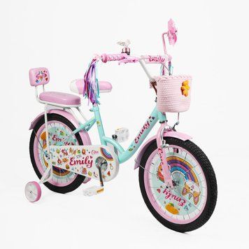 Велосипед 18" дюймів 2-х колісний "Corso" Emily ML-40215 (1) кошик, прикраси, ручне гальмо, дзвіночок, додаткові колеса 188187 фото