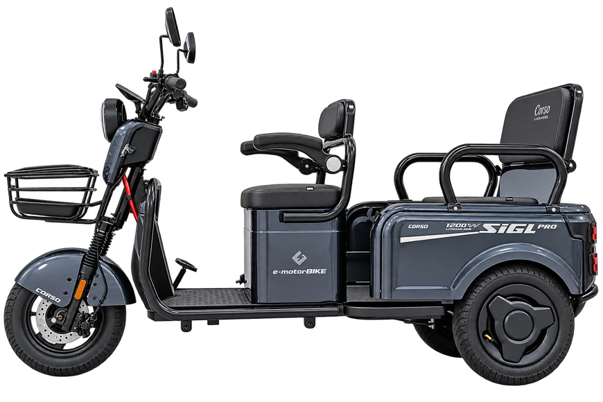 Електричний трицикл Corso &laquo;Sig L Pro&raquo; SP-120550 двигун 1200W, акумулятор 72V/30Ah LMFP (літій-марганець-залізо-фосфат), колеса 300-10 198754 фото