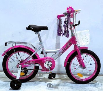 Велосипед 16" дюймов 2-х колесный "CORSO" MAXIS MX-93035 (1) ручной тормоз, колокольчик, сиденье с ручкой, дополнительные колеса 188525 фото