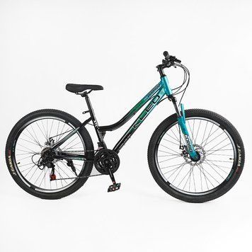Велосипед Спортивний Corso &laquo;KLEO&raquo; 26" дюймів KL-26206 (1) рама сталева 15&rsquo;&rsquo;, перемикачі Saiguan, 21 швидкість, зібран на 75% у мішку 168595 фото