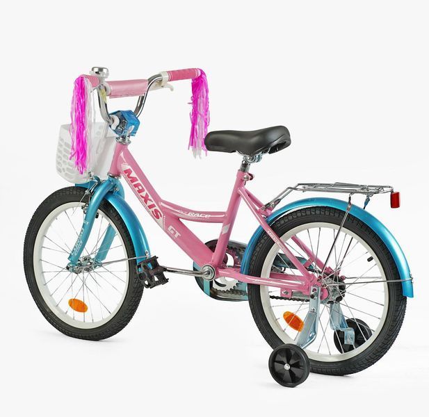 Велосипед 18" дюймов 2-х колесный "CORSO" MAXIS CL-18758 (1) корзинка, украшения, ручной тормоз, звоночек, дополнительные колеса, , в коробке 143326 фото