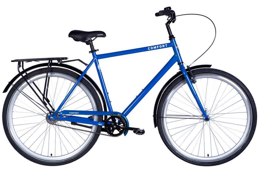 Велосипед сталь 28 Dorozhnik COMFORT MALE Velosteel frame-22 синій з багажником задн St з крилом St 2024 OPS-D-28-372 фото