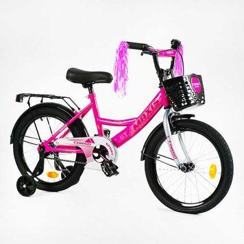 Велосипед 18" дюймів 2-х колісний "CORSO" MAXIS CL-18276 (1) кошик, прикраси, ручне гальмо, дзвіночок, додаткові колеса, , в коробці 143354 фото