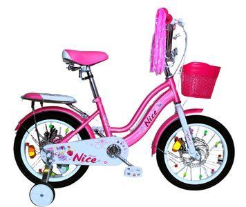 Велосипед 2-х колесный 16" "Corso Nice" NC-16306 стальная рама, дисковые тормоза, доп. колеса, колокольчик, корзина 194028 фото